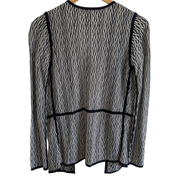 Sigrid Olsen NWT XS Silk Open Black Cream Geometric Cardigan Lightweight - Picture 2 of 4